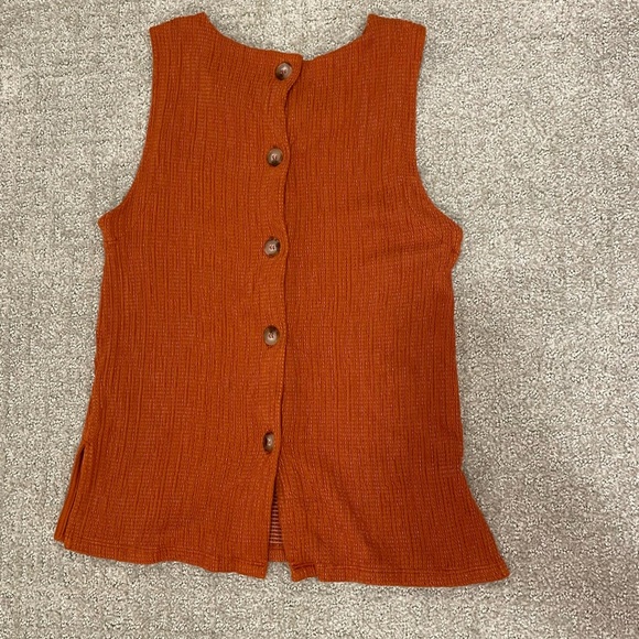 Anthropologie Tops - Anthropologie Burnt Sienna Orange Montauk Sleeveless Button Back Tank Small
